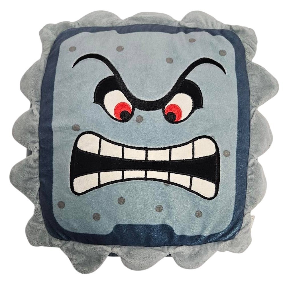 TOMY Super Mario Club Mocchi-Mocchi- Thwomp Plush Pillow Gray Game Style T12429